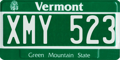 VT license plate XMY523