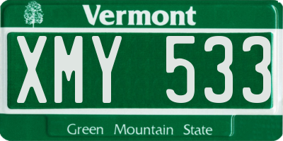 VT license plate XMY533