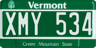VT license plate XMY534