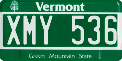 VT license plate XMY536