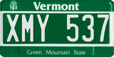 VT license plate XMY537