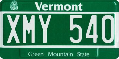 VT license plate XMY540