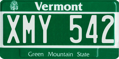 VT license plate XMY542