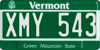 VT license plate XMY543