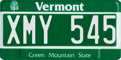 VT license plate XMY545