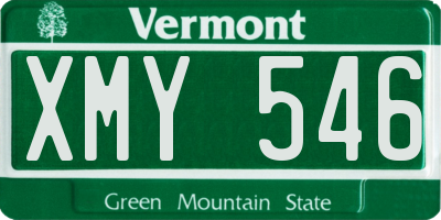 VT license plate XMY546