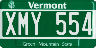 VT license plate XMY554