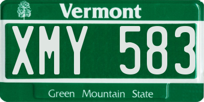 VT license plate XMY583