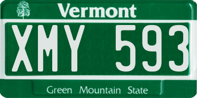 VT license plate XMY593