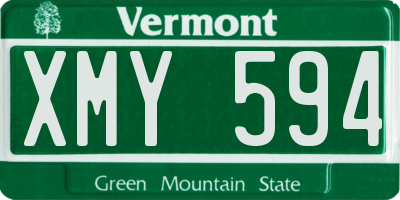 VT license plate XMY594