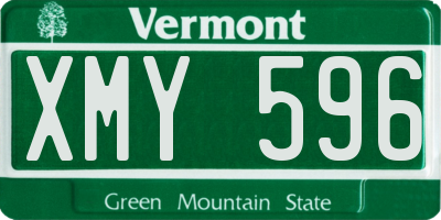 VT license plate XMY596