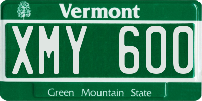 VT license plate XMY600