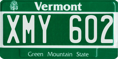 VT license plate XMY602