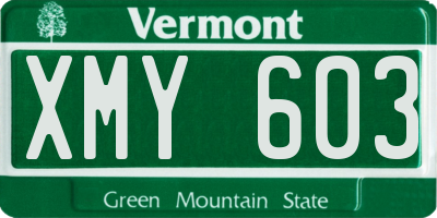 VT license plate XMY603
