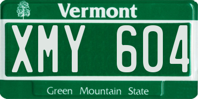VT license plate XMY604