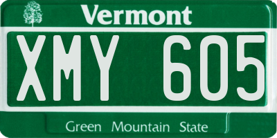 VT license plate XMY605