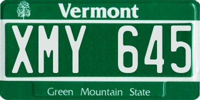 VT license plate XMY645