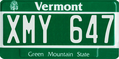 VT license plate XMY647