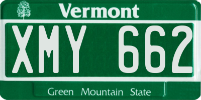 VT license plate XMY662