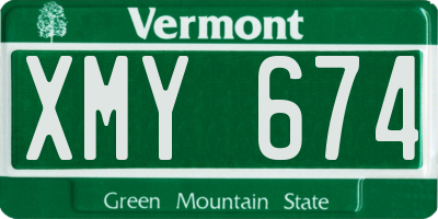 VT license plate XMY674