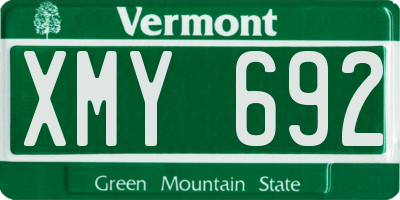 VT license plate XMY692