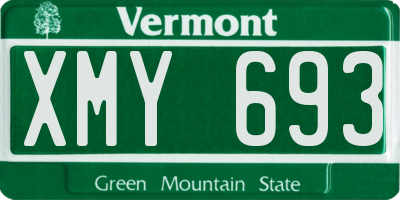 VT license plate XMY693