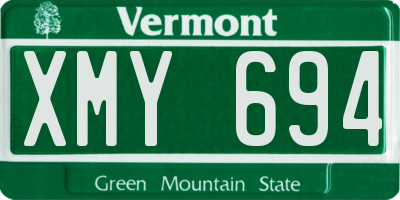 VT license plate XMY694