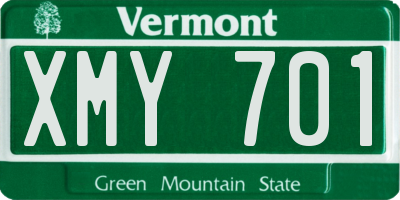 VT license plate XMY701