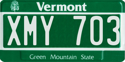 VT license plate XMY703