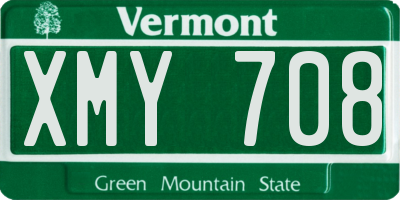 VT license plate XMY708