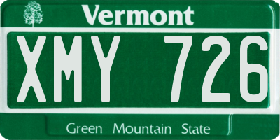 VT license plate XMY726