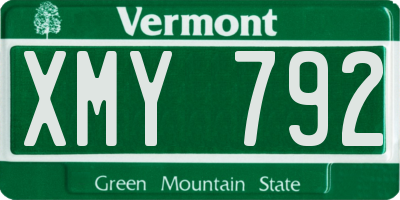 VT license plate XMY792