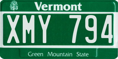 VT license plate XMY794