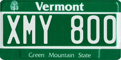 VT license plate XMY800