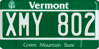 VT license plate XMY802
