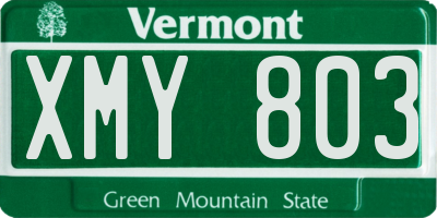 VT license plate XMY803