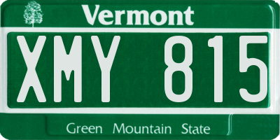 VT license plate XMY815