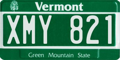 VT license plate XMY821