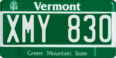 VT license plate XMY830