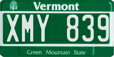 VT license plate XMY839