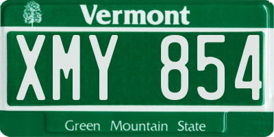 VT license plate XMY854