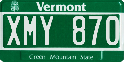 VT license plate XMY870
