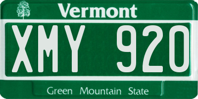 VT license plate XMY920