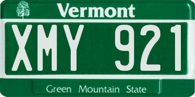 VT license plate XMY921