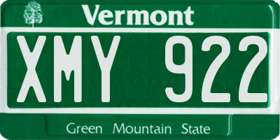 VT license plate XMY922