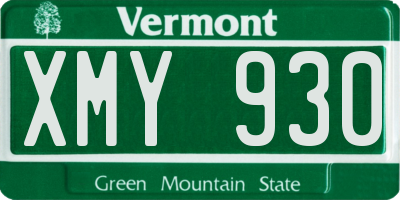 VT license plate XMY930