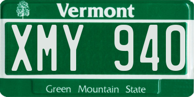 VT license plate XMY940
