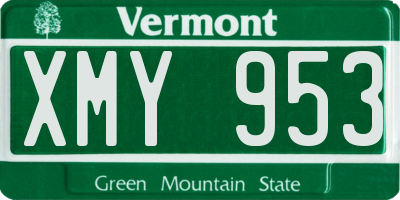 VT license plate XMY953