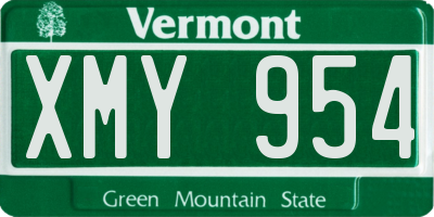 VT license plate XMY954