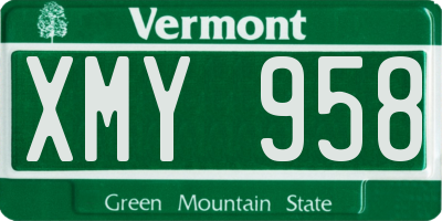 VT license plate XMY958